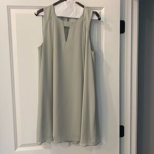 BCBGeneration Sage Gray Sleeveless V-Neck Flowy Chiffon Mini Dress, size small